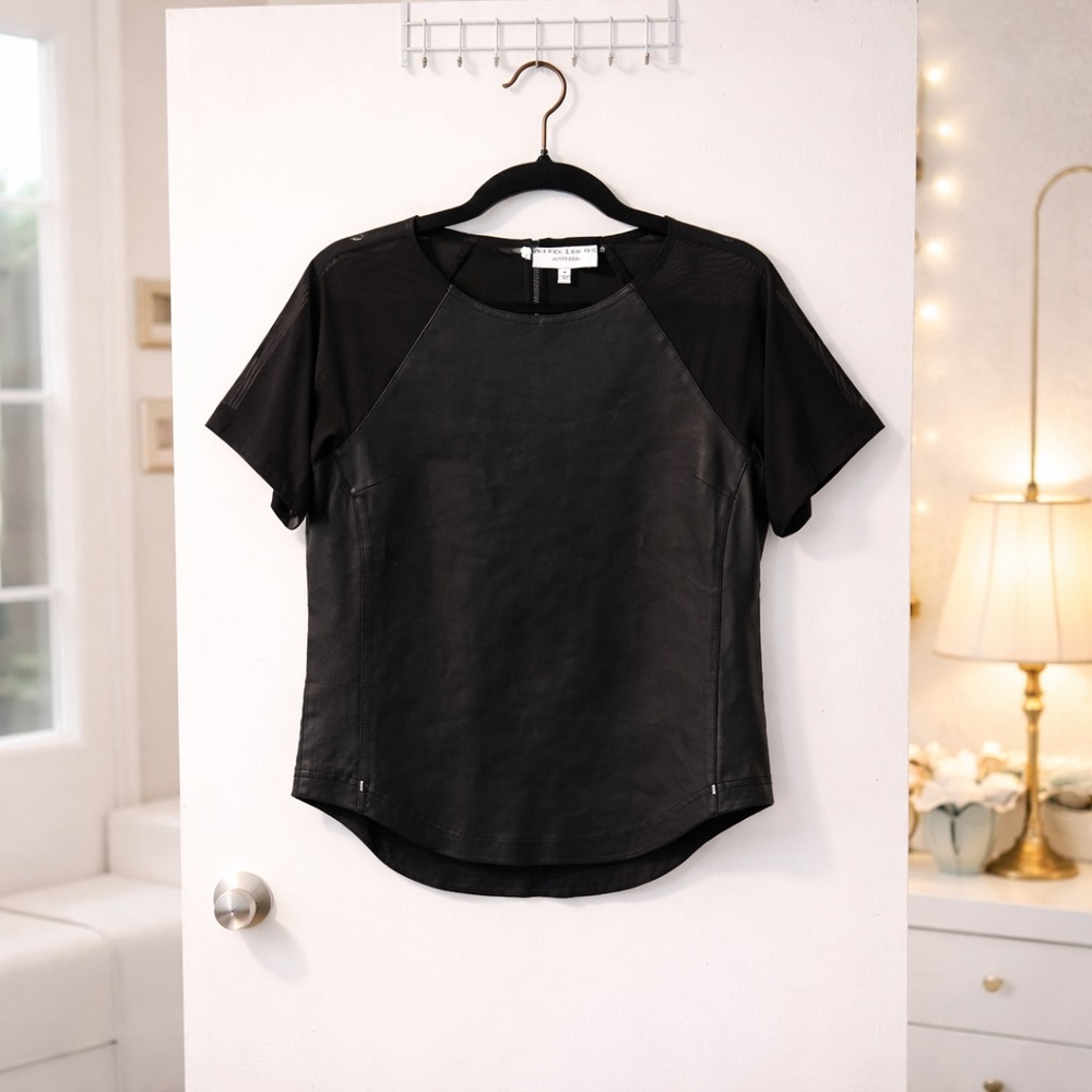 ✨ Derek Lam Athleta Collab Leather Panel High-Low Top Size S